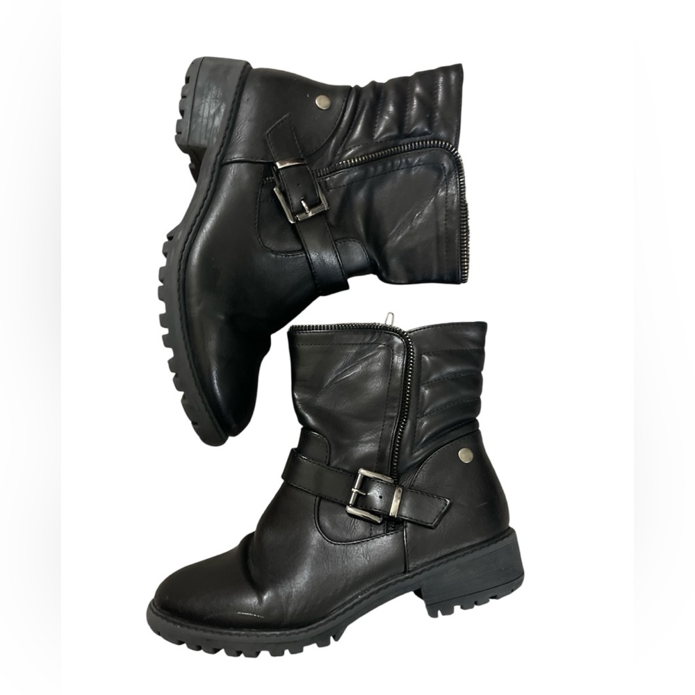 Girls Black Leather Ankle Boots
